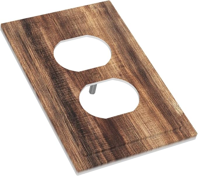 Outlet Covers Vintage Rustic Brown Wood Grain 1 Gang Duplex Wall Plate - Image 3