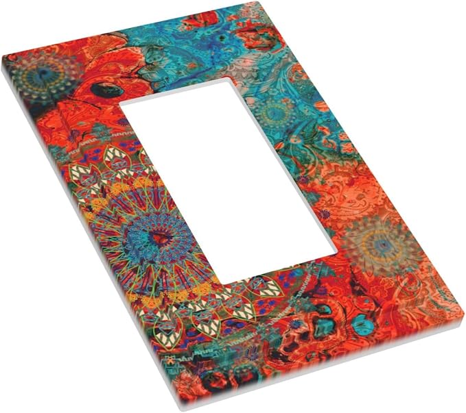 Outlet Covers Abstract Mandala Flowers 1 Gang Wall Plate Single Rocker Light - Image 3