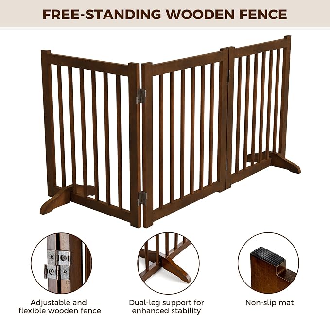Indoor Dog Gate, Wooden Freestanding Dog Gate - Image 5