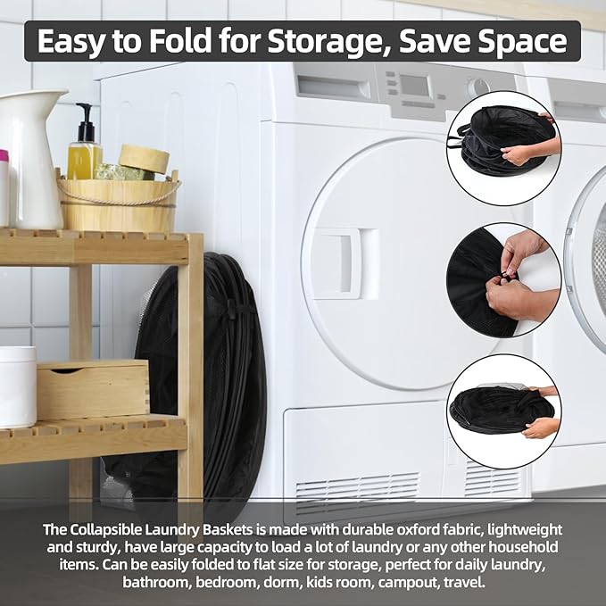 BATTOO Extra Large 107L Strong Laundry Hamper 17.5" x 27" Collapsible Laundry - Image 6