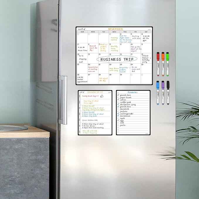 JJPRO Magnetic Monthly Calendar Whiteboard Set