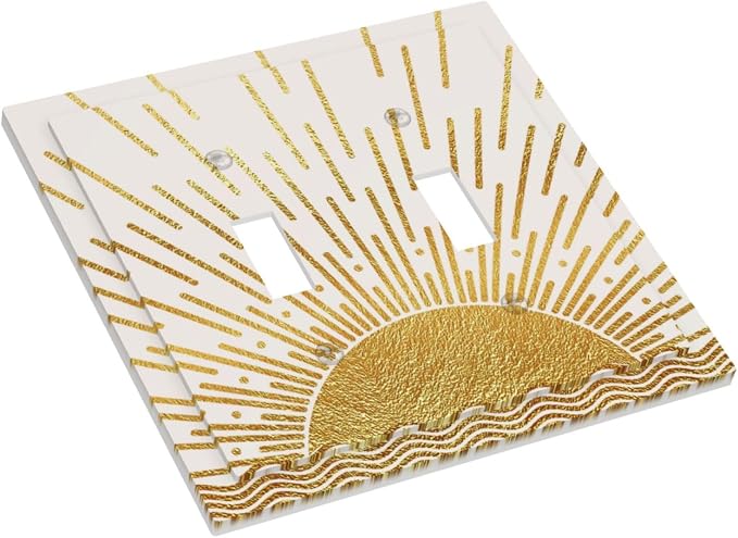 Mid Century Boho Golden Sun Sunrise Sunset Decorative Switch Plates 2 Gang - Image 3