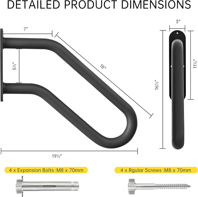Hand Rails for Outdoor Steps, Exterior 1-3 Steps Handrails, Wrought Iron - Image 5