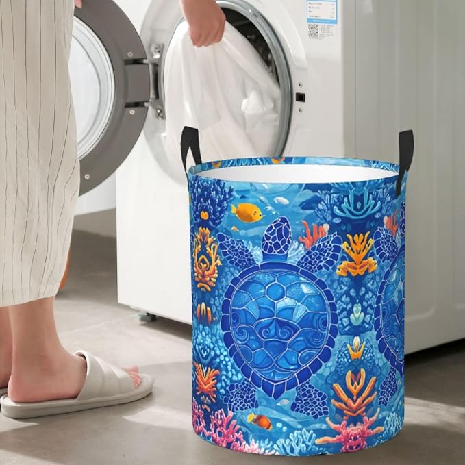 Laundry Basket Turtles Collapsible Large Capacity, 63L Dirty clothes basket - Image 3