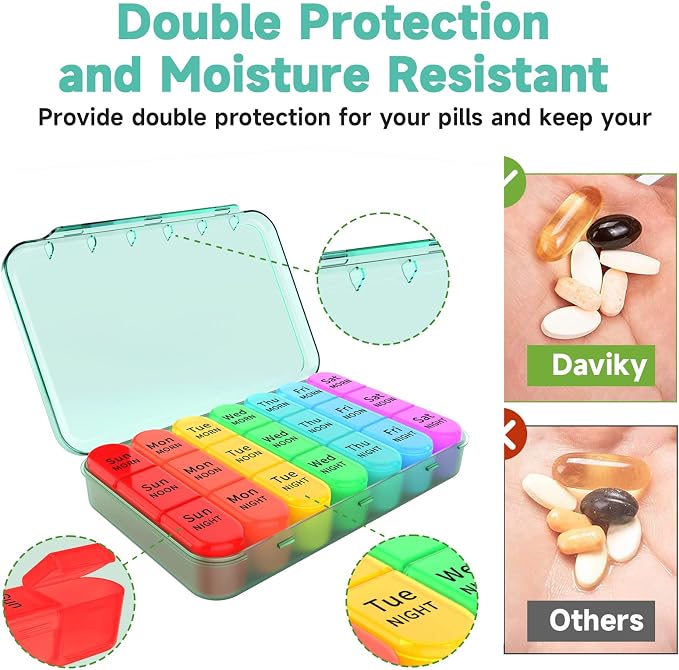 Pill Organizer 3 Times a Day, Weekly Pill Organizer 3x a Day, Pill Box 7 Day - Image 5
