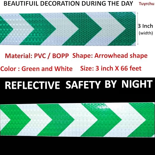 Green and White Reflective Tape Outdoor Waterproof 3 inch X 66 feet, High - Image 3