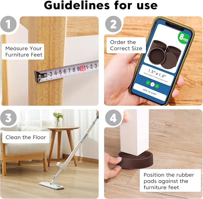 1.5" x 1.5" Rubber Furniture Pads - Image 8