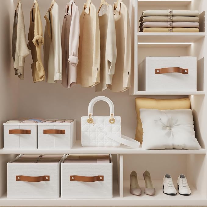 OUTBROS Foldable Wardrobe Organiser, Fabric Storage Bins, Boxes - Image 3