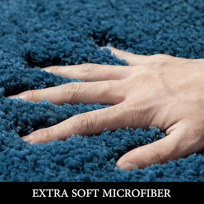MIULEE Navy Blue Absorbent Bathroom Rugs, Soft Large Bath Mats Non-Slip and - Image 2