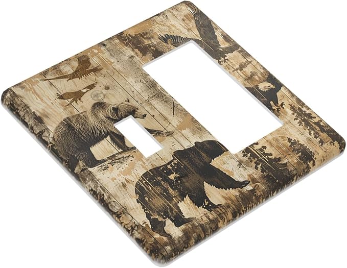 Outlet Covers Vintage Cabin Wildlife Animal Bear Eagle Forest 1 Toggle 1 Rocker - Image 3