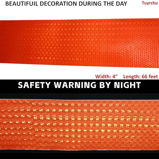 Orange Reflective Tape 4 inch Wide, Outdoor Waterproof Hazard Conspicuity - Image 3
