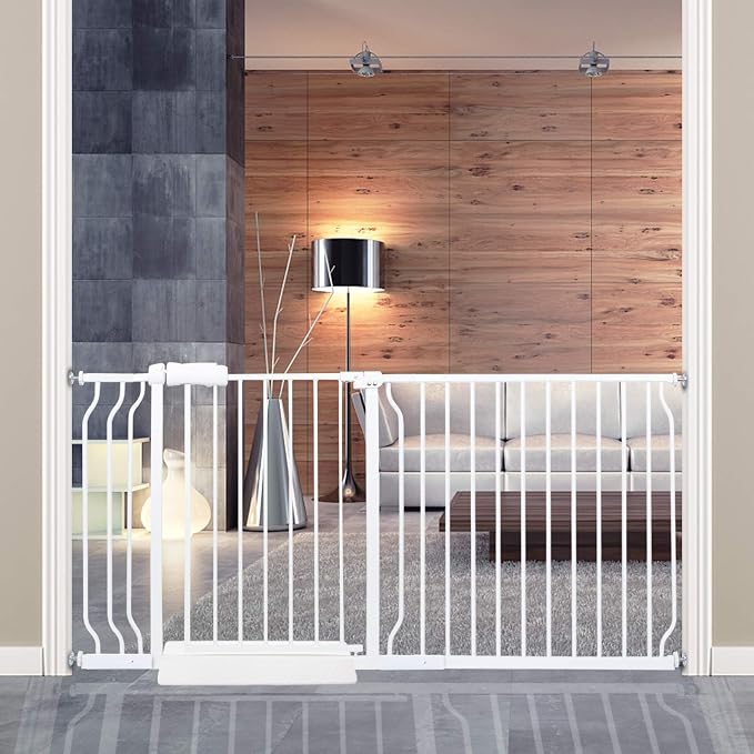 Extra Wide Baby Gate for Doorways Stairs Living Room Pressure Monuted Walk by HOOOEN