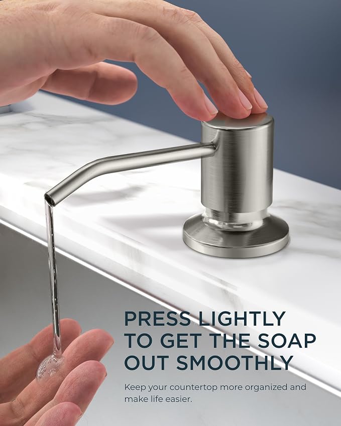FORIOUS Kitchen Faucet with Soap Dispenser, Brushed Nickel Stainless Steel - Image 4