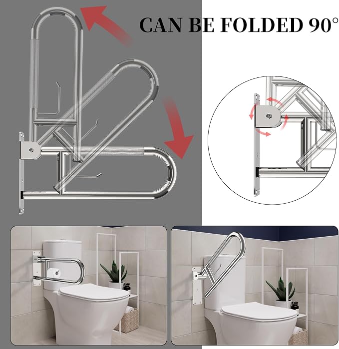 Toilet Grab Bar 22.4 Inch, YuanDe Flip Up Grab Bar - Image 4