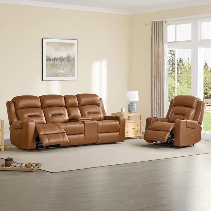 Watson & Whitely Genuine Leather Power Recliner Chairs - Image 9