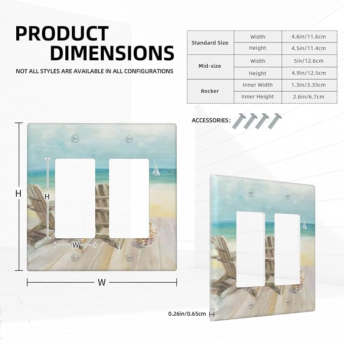 Outlet Covers Beach Chair Seascape Blue Ocean 2 Gang Wall Plate Double Rocker - Image 5