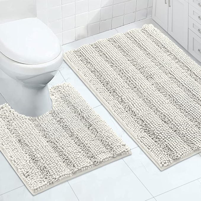 Turquoize Chenille Bathroom Rugs Set Non-Slip Bath Mats by Turquoize