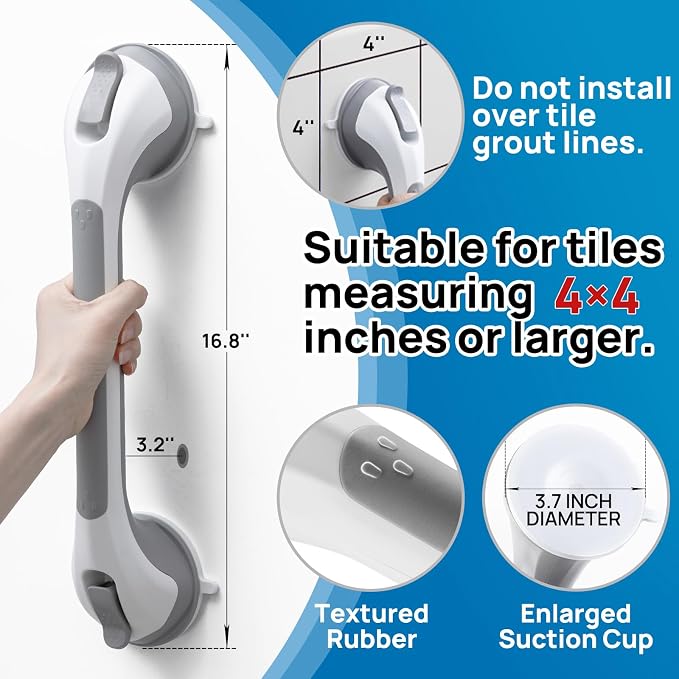 LEVERLOC Grab Bars for Bathtubs and Showers, Shower Handle 17 Inch Strong - Image 2