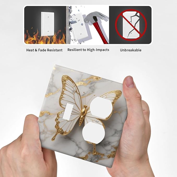 Gold Marble Shine Butterfly Abstract Modern Print Wallplates 1 Toggle 1 Duplex - Image 6