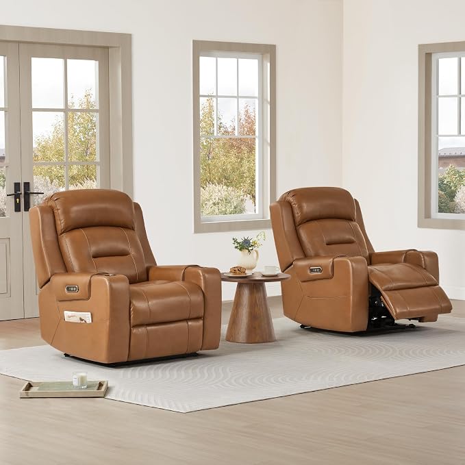 Watson & Whitely Genuine Leather Power Recliner Chairs - Image 2