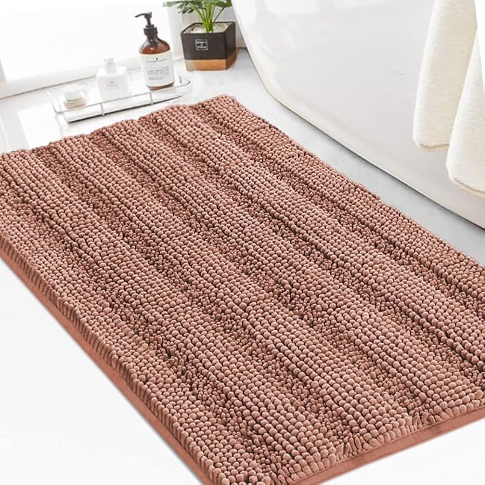 Turquoize Chenille Bath Rugs Shaggy Bathroom Rugs Non Slip Bath Mat by Turquoize