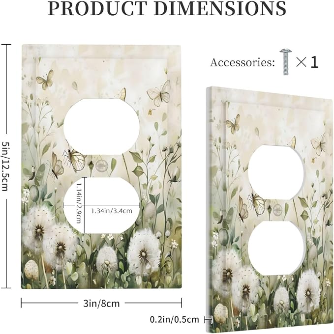 Dandelions Butterflies Watercolor Wildflowers Floral Outlet Covers 1 Gang - Image 5