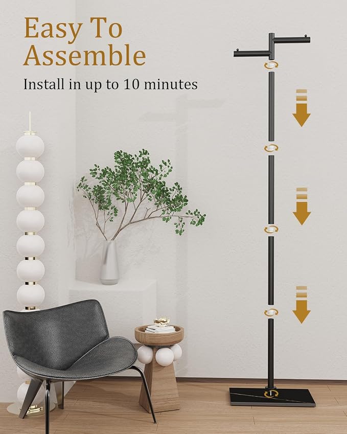 Garment Rack, Freestanding Metal Coat Racks, Z-shaped Coat Tree - Image 5