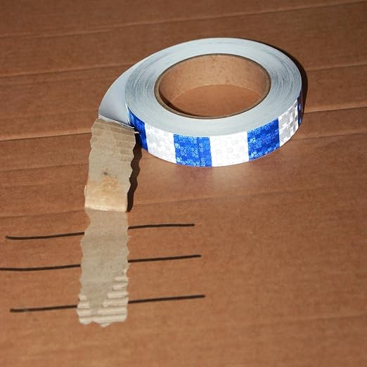 Blue and White Reflective Tape Outdoor Waterproof 1 inch X 66 feet, High - Image 2