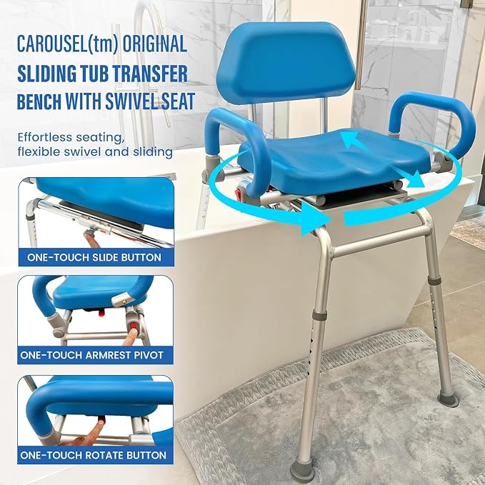 Platinum Health Carousel Sliding Shower Chair Tub Transfer Bench - Image 3