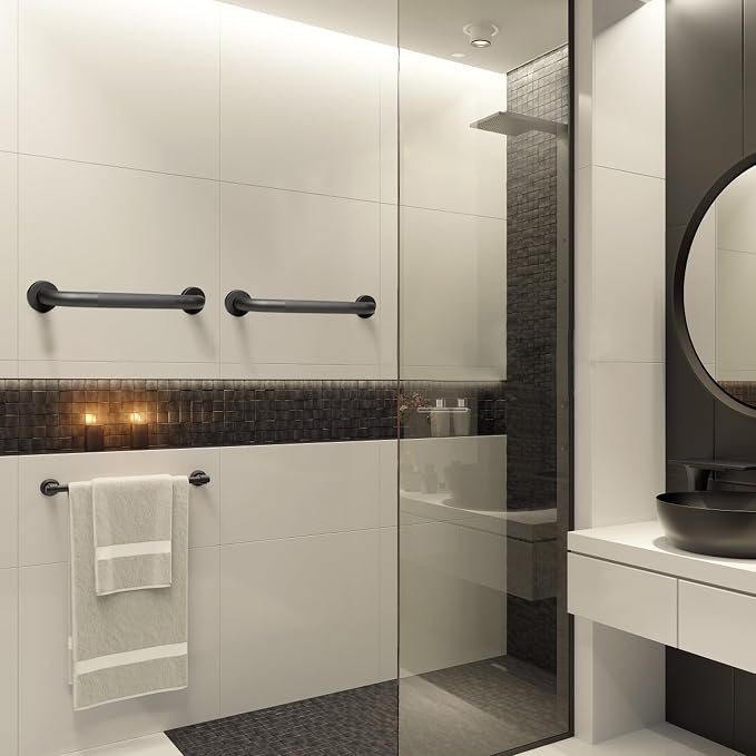 Shower Grab Bar, 2 Pack 12 Inch Gray Bathroom Grab Bar, 1.25" Diameter 304 - Image 7