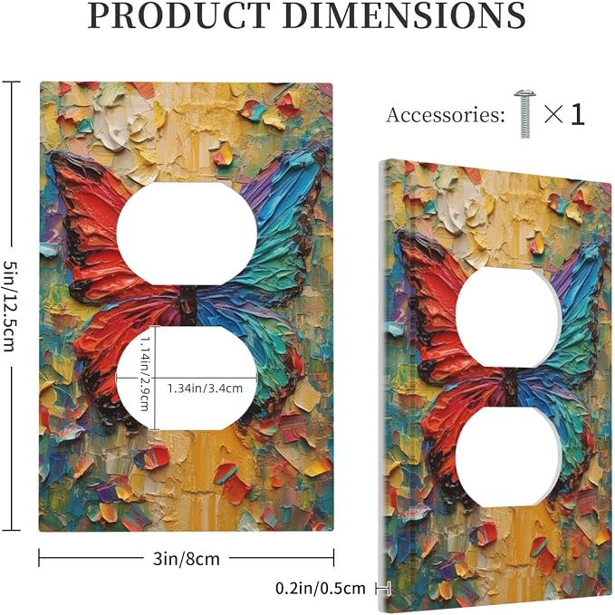 Outlet Covers Colorful Butterfly Animal Insects Wall Art Abstract 1 Gang Duplex - Image 5