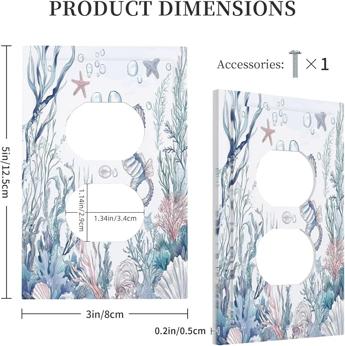 Outlet Covers Ocean Coral Seahorse Seashell Starfish 1 Gang Duplex Light Switch - Image 5