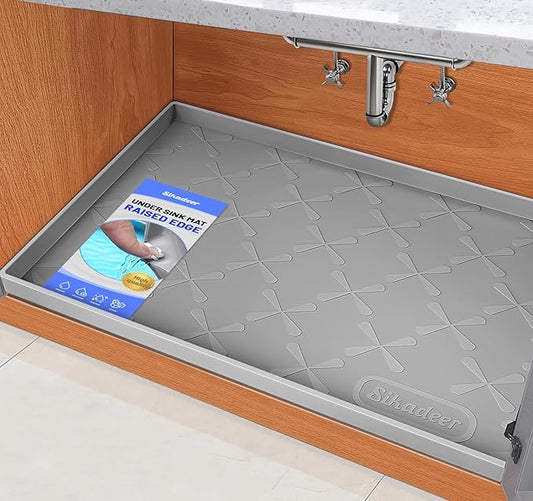 SIKADEER 34" x 22" Under Sink Mat Waterproof, Silicone Mat Kitchen Drawer Shelf by SIKADEER