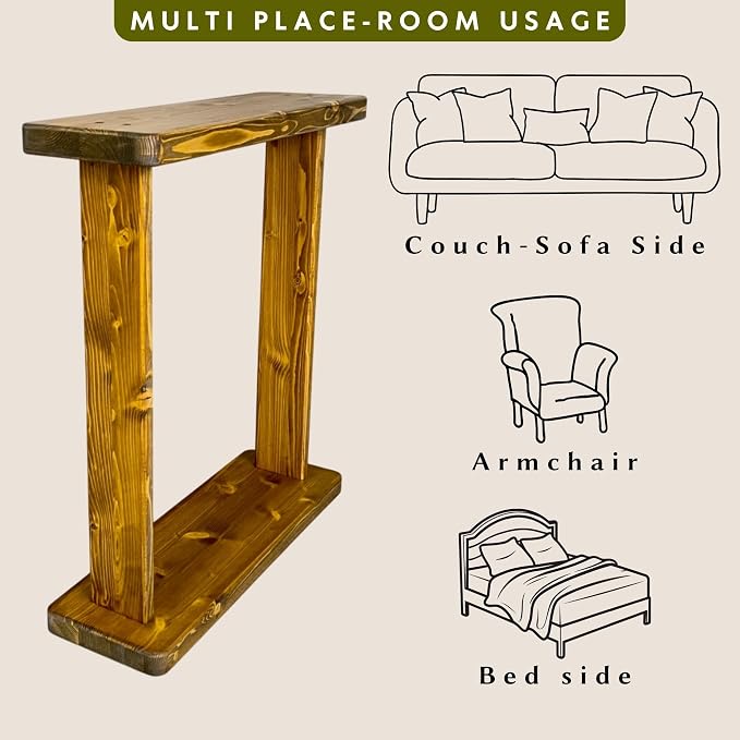 Skinny Side Table 7 inch Wide for Small Apartment Between Chairs, Very Narrow - Image 8