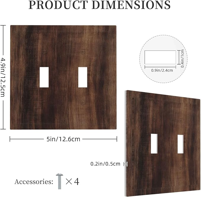 Decorative Light Switch Cover Plate Rustic Farmhouse Brown Wood Barn Door 2 - Image 5