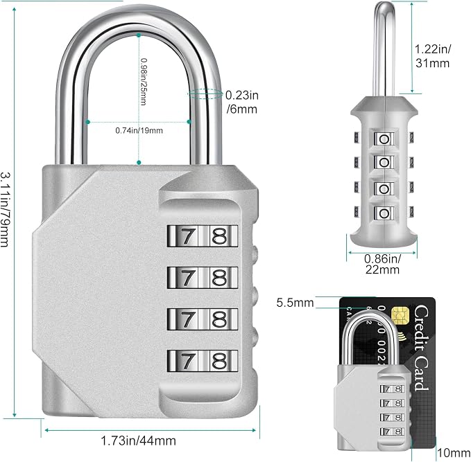ZHEGE Combination Lock Outdoor, 4 Digit Re-settable Padlock - Image 4