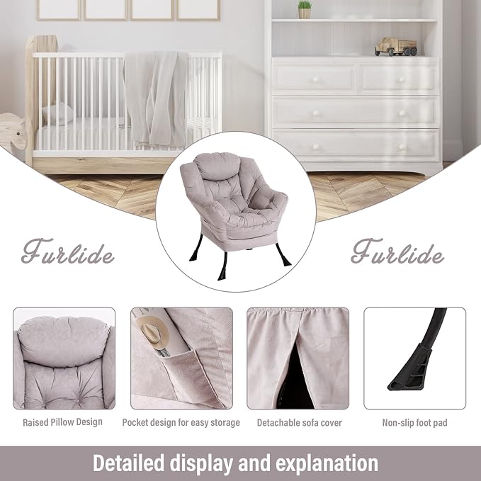 Lazy Chair with Ottoman, Modern Chair with Folding Footrest, Lounge Accent Chair - Image 4