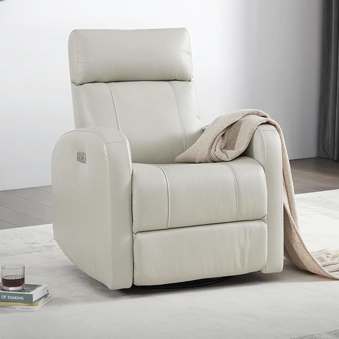 CHITA Genuine Leather Power Swivel Glider Recliner Chair - Image 2