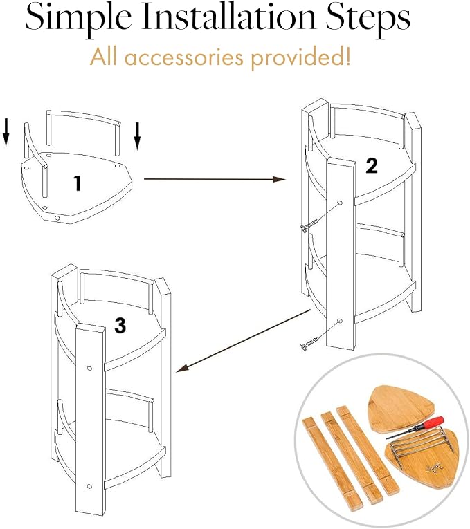 GOBAM Bamboo Shower Corner Caddy, Large - Image 3