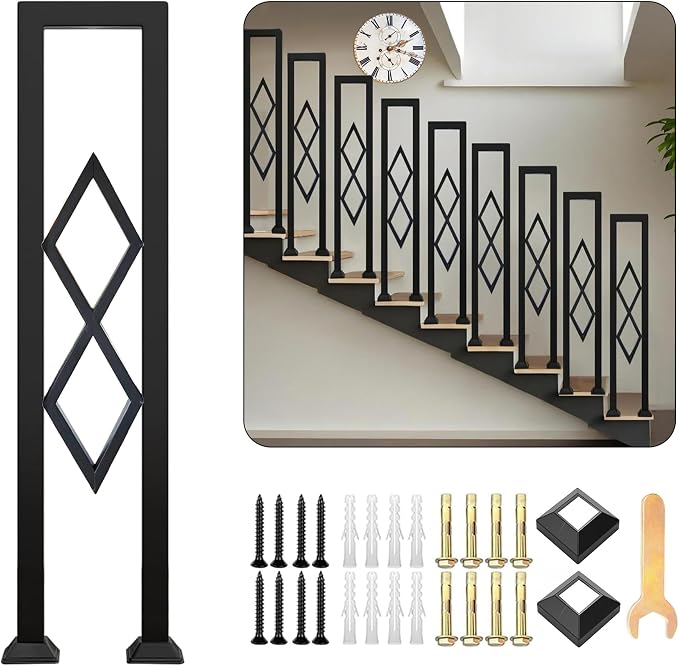 U-Shaped Stair Handrail, Porch Deck Loft Corridor Safety Non-Slip Support Poles by CQAEBK