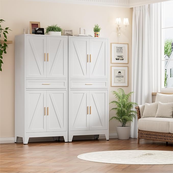 Metal Storage Cabinet with Drawer, Living Room - Image 4