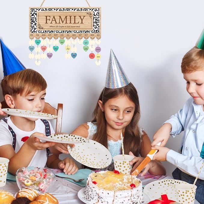 KAlRNE Family Birthday Reminder Board, Birthday Calendar Hanging Wooden Plaques - Image 6