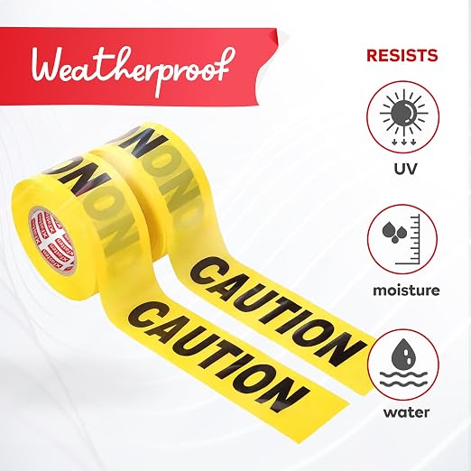 XFasten Yellow Caution Tape Roll Bulk, 3 in x 1000 ft, Thick and Durable Yellow - Image 5