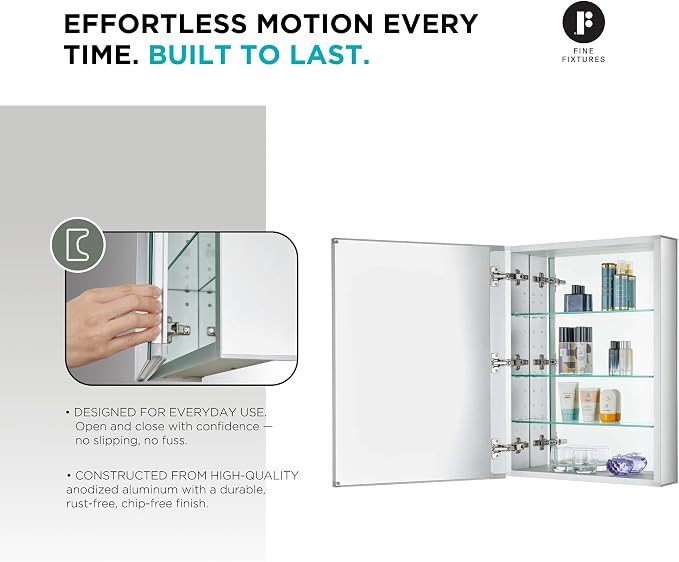 Fine Fixtures Bathroom Medicine Cabinet, Recessed/Surface Mount, Right/Left - Image 4