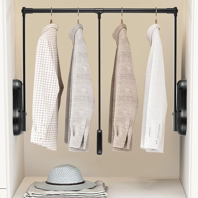 YJINGRUI Pull Down Closet Rod, 120° Pull-down Wardrobe Hanger by YJINGRUI