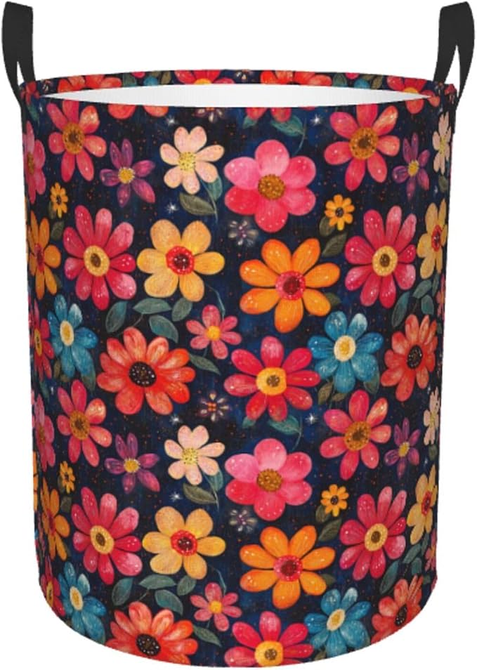 Laundry Basket Flowers Valentines Colors Collapsible Large Capacity, Dirty by Unknown