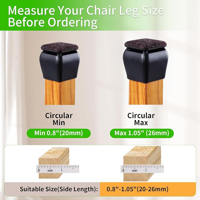 16PCS Small Chair Leg Floor Protectors, 3/4 inch Chair Leg Caps Covers Silicone - Image 4