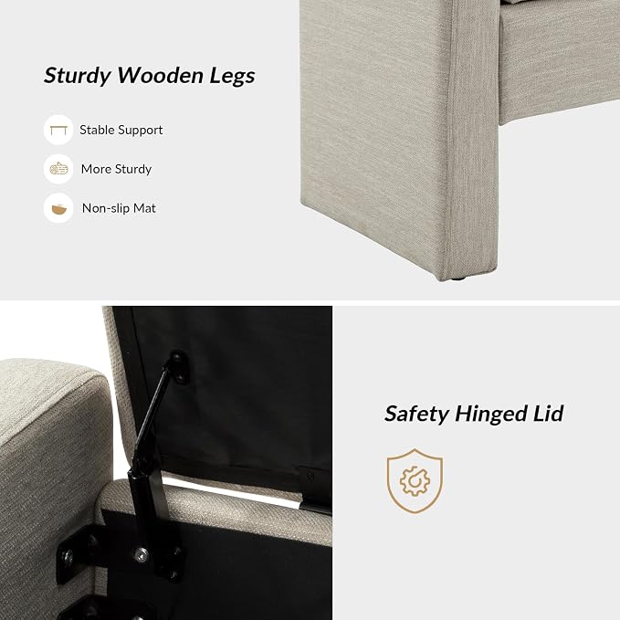 55" Modern Upholstered Storage Bench - Image 4