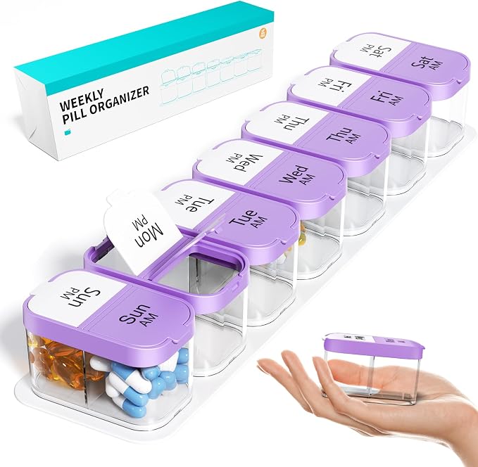 Odaro Extra Large Weekly Pill Organizer 2 Times A Day, Pill Box 7 Day Am Pm to by OdaroPillOrganizerHelpYouNeverMissADose