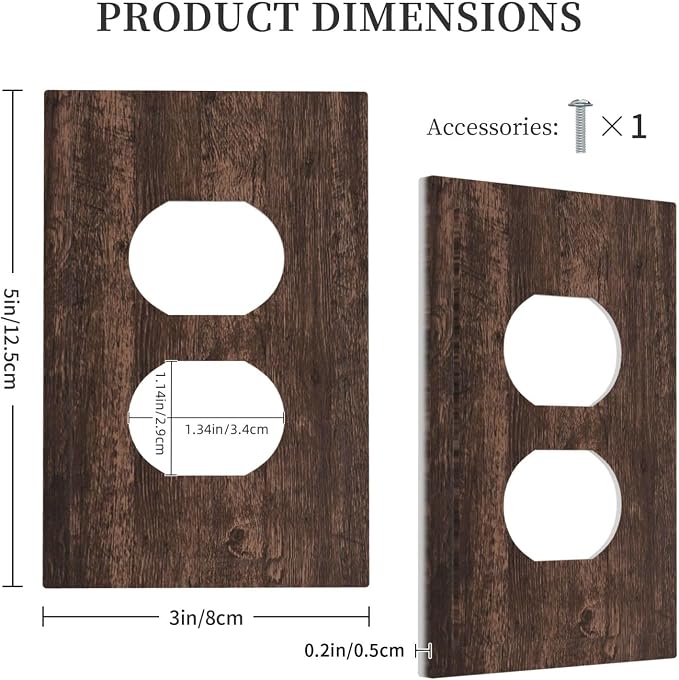 Outlet Covers Rustic Dark Brown Wood Grain 1 Gang Duplex Wall Plate Decorative - Image 5